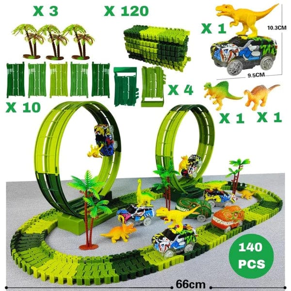 Circuit Voiture Dinosaure pour bébé Pack de 140 pièces boudechoux
