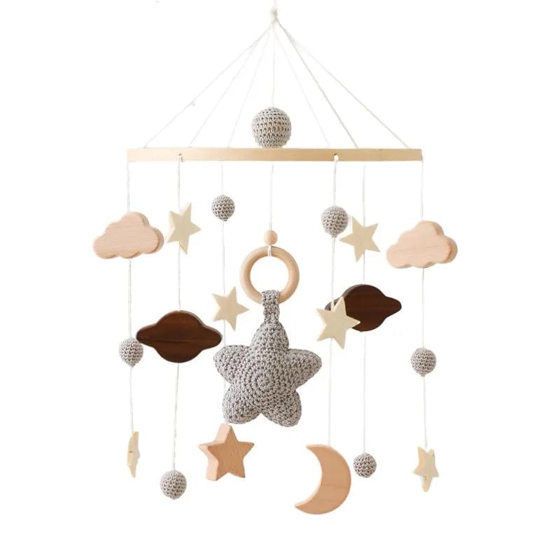 Hochet en Bois Musical pour Bébé Gris Galaxie boudechoux