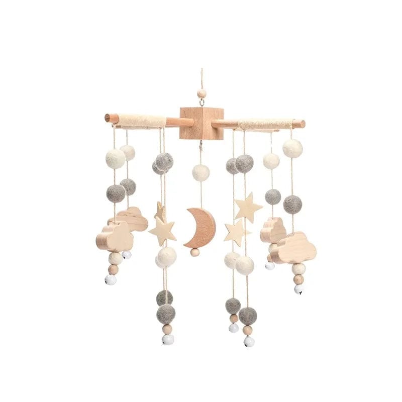 Hochet en Bois Musical pour Bébé Gris lune boudechoux