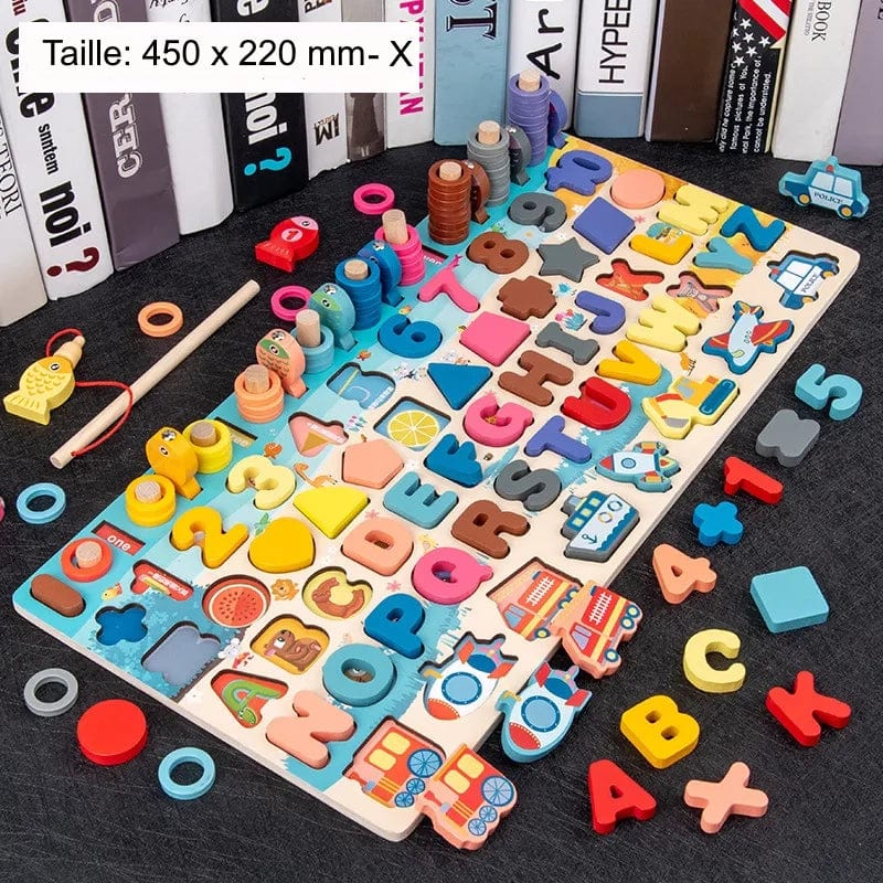 Jeu Montessori Bois Chiffres Lettres et Formes X - Lettres - Chiffres - Formes boudechoux