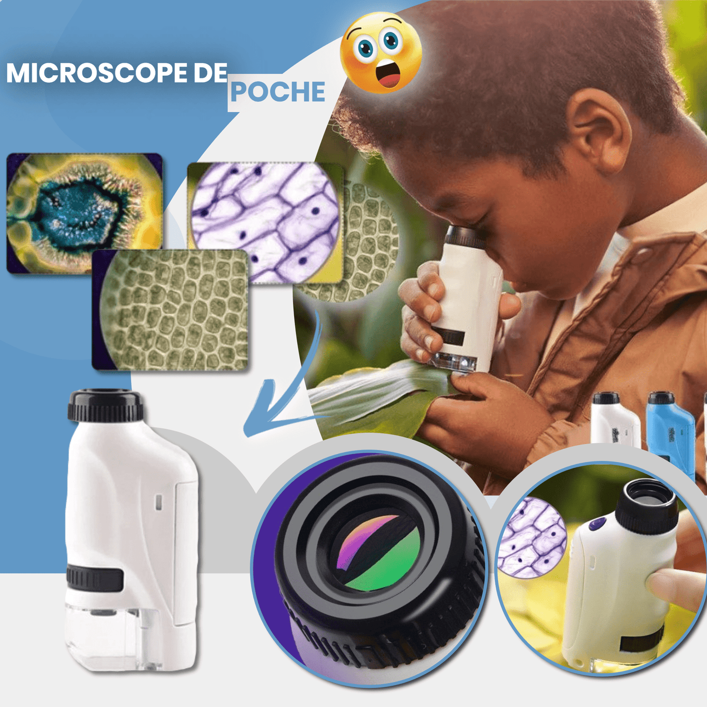 Mini Microscope de Laboratoire Portable avec lumière LED pour enfant boudechoux