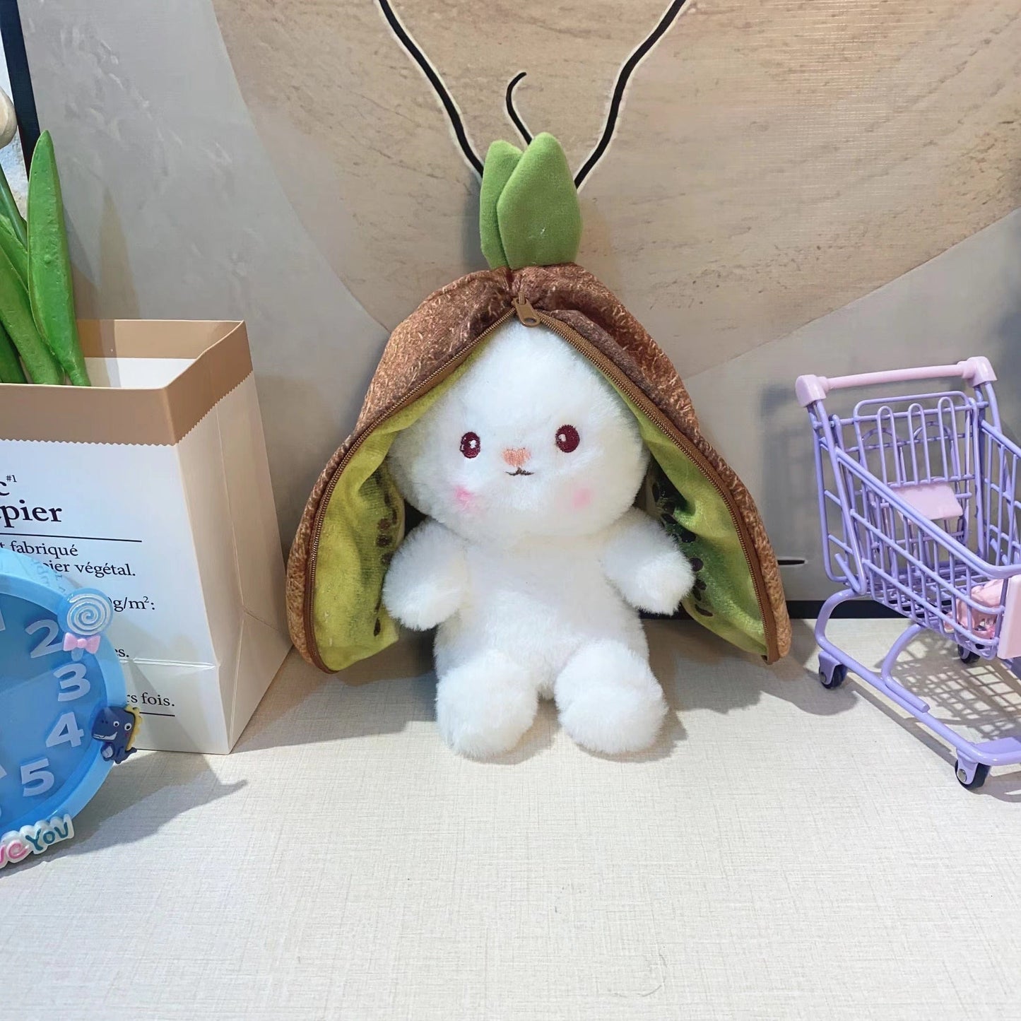 Peluche Lapin Câline et Réconfortante 18cm / Lapin Kiwi boudechoux