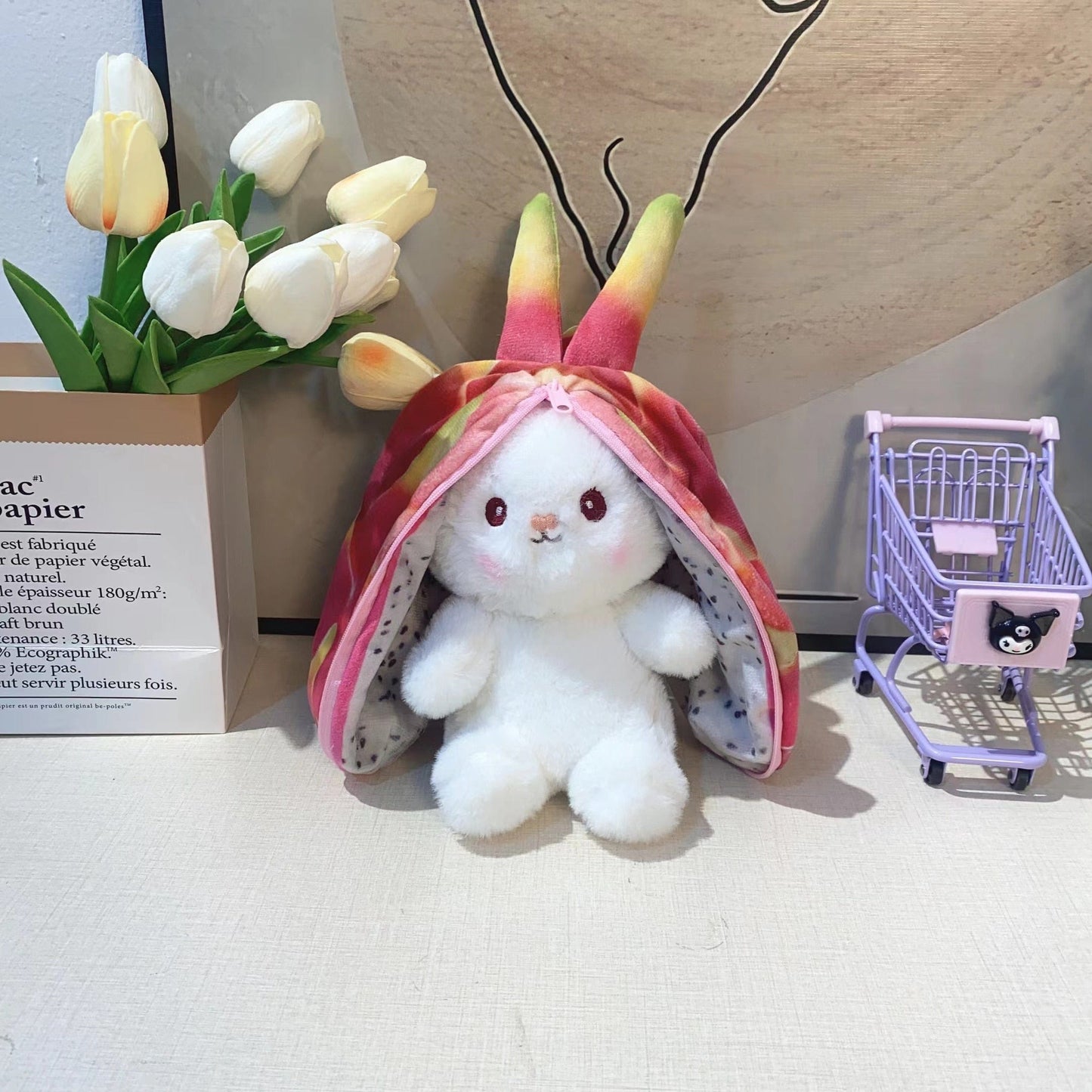 Peluche Lapin Câline et Réconfortante 18cm / Lapin Pitaya boudechoux
