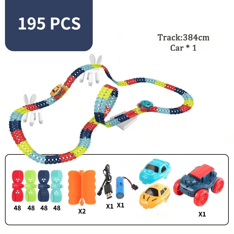 Piste et voitures de Course jouet Créatif Pack aventure: 195PCS boudechoux