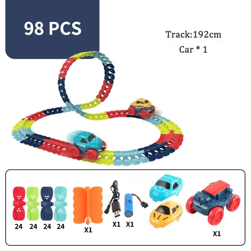 Piste et voitures de Course jouet Créatif Pack découverte: 98PCS boudechoux
