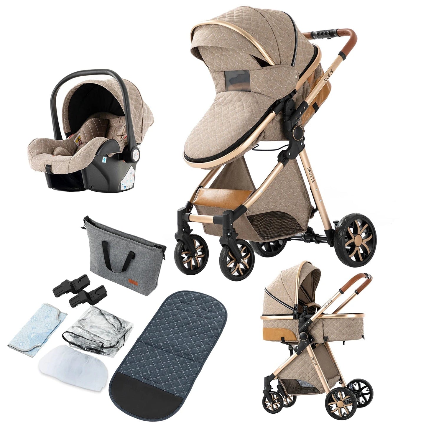 Poussette Complète 3 en 1 BEIGE boudechoux