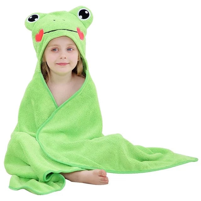 Serviette de Bain a Capuche A - Grenouille Verte Boudechoux