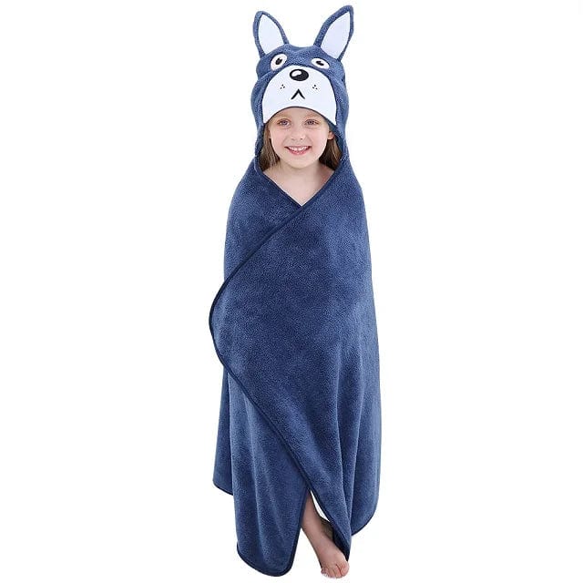 Serviette de Bain a Capuche E - Écureuil bleu Boudechoux