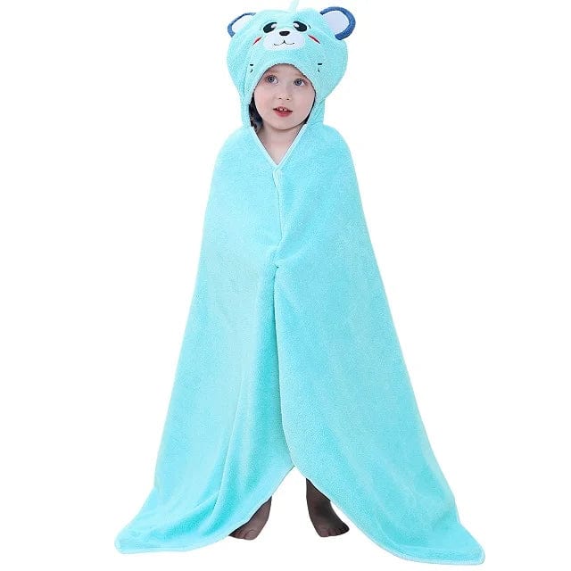 Serviette de Bain a Capuche G - Ours bleu Boudechoux