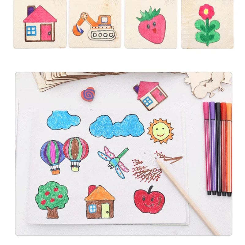 Apprentissage de dessin Bois Montessori pour enfants boudechoux