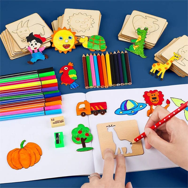 Apprentissage de dessin Bois Montessori pour enfants boudechoux