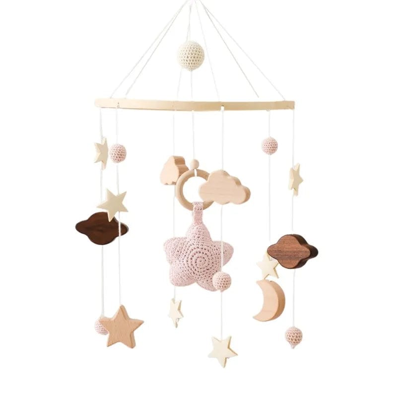 Hochet en Bois Musical pour Bébé Rose galaxie boudechoux