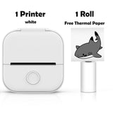 Mini imprimante portable Imprimante Blanche + 1 Rouleau de Papier non adhesif boudechoux