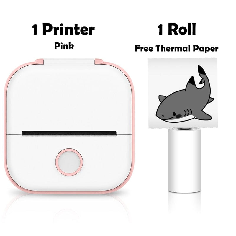 Mini imprimante portable Imprimante Rose + 1 Rouleau de Papier non adhesif boudechoux