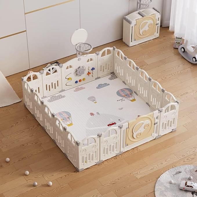 Parc pour bébé pliable avec mini panier de basket boudechoux