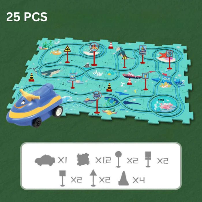 Pistes de voitures personnalisables pour un jeu créatif Ocean  25PCS boudechoux