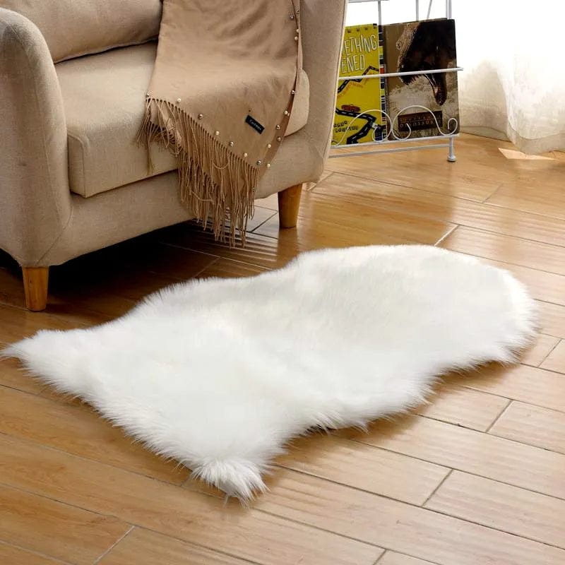 Tapis Peau d’agneau décoration chambre Blanc / 60X120cm boudechoux