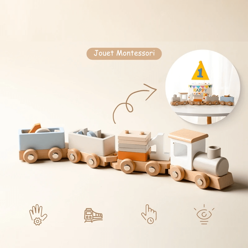 Train en bois Montessori pour bébé boudechoux