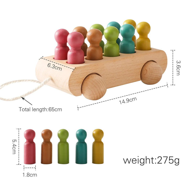 Train en bois Montessori pour bébé Voiture à Tirer boudechoux